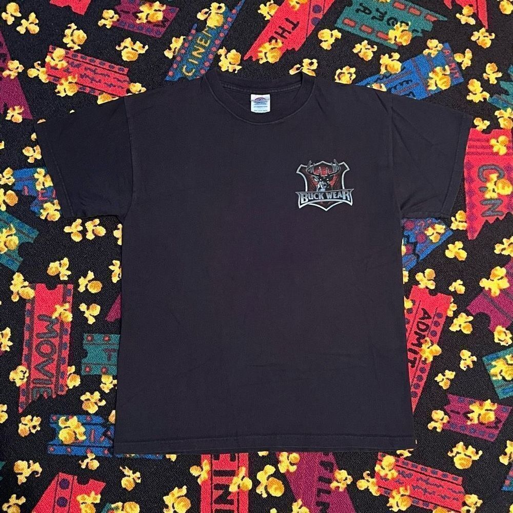 Buck Wear ‘The Bass Fell Off!’ Front & Back Black Graphic Tee Shirt / Size M
